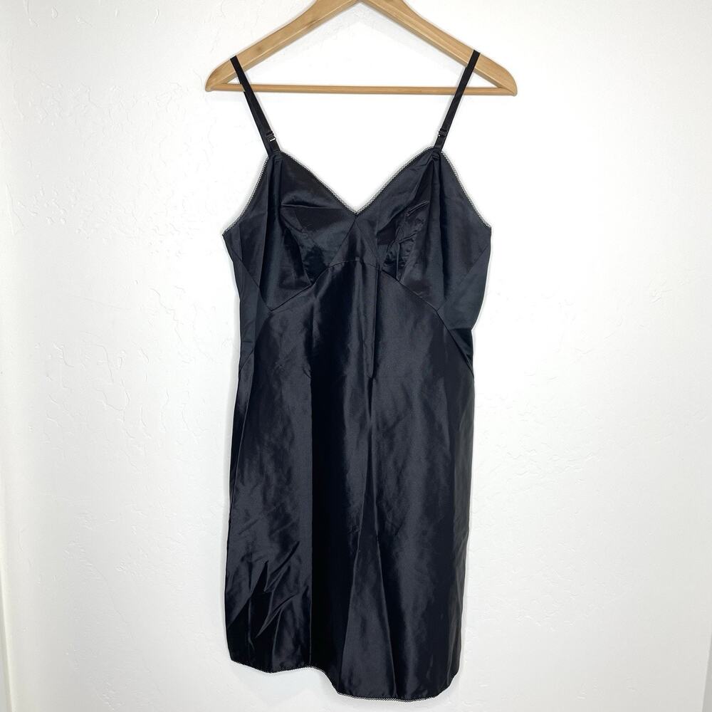 Vintage Van Roalte Black Nylon Slip Dress Womens Small Black